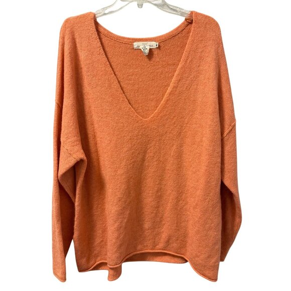 L.O.G.G By H&M Oversized Soft V-Neck Wool Blend Sweater Sz M  Orange - Picture 3 of 12